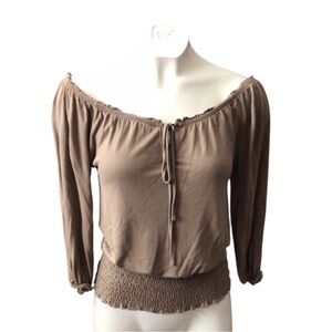 Chic Tan Off-Shoulder Women's Blouse